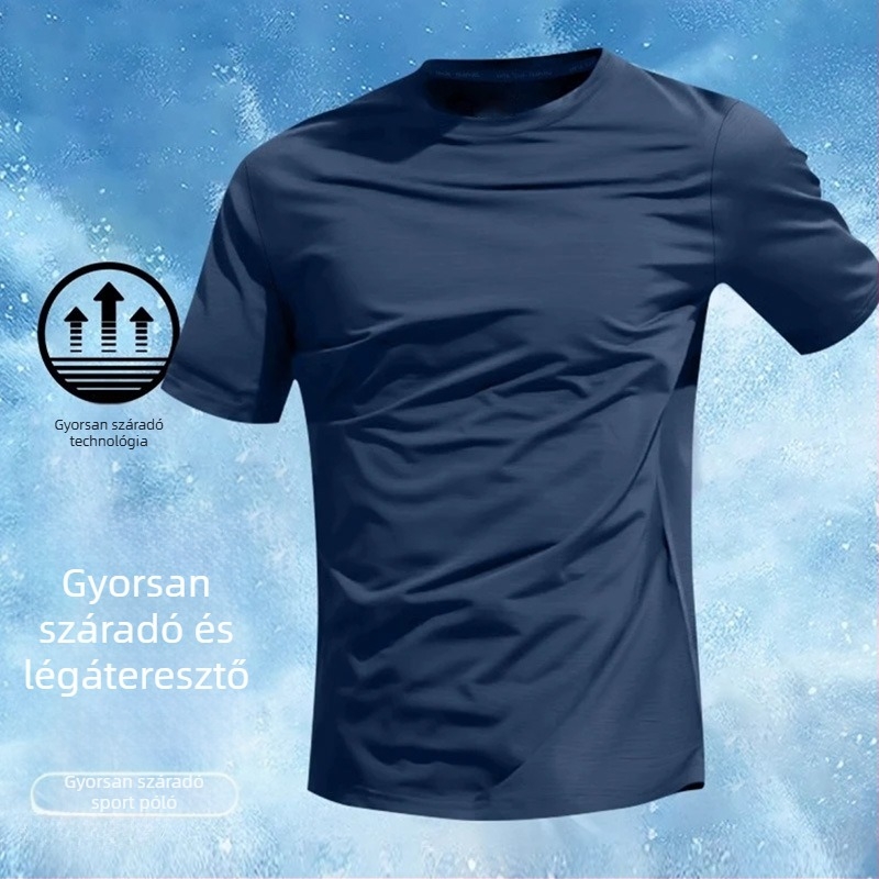 Férfi rövid ujjú nyári edzés póló, légáteresztő, gyorsan száradó Ice Silk