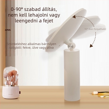 Sminktükör LED világítással, asztali sminktükör, fénycsíkkal rendelkező okos tükör, újratölthető
