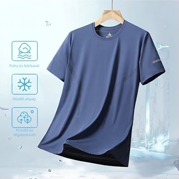 Férfi lazán szabott modal rövid ujjú felső, plusz méret, vékony anyag, Ice Silk gyorsan száradó, mindennapi top