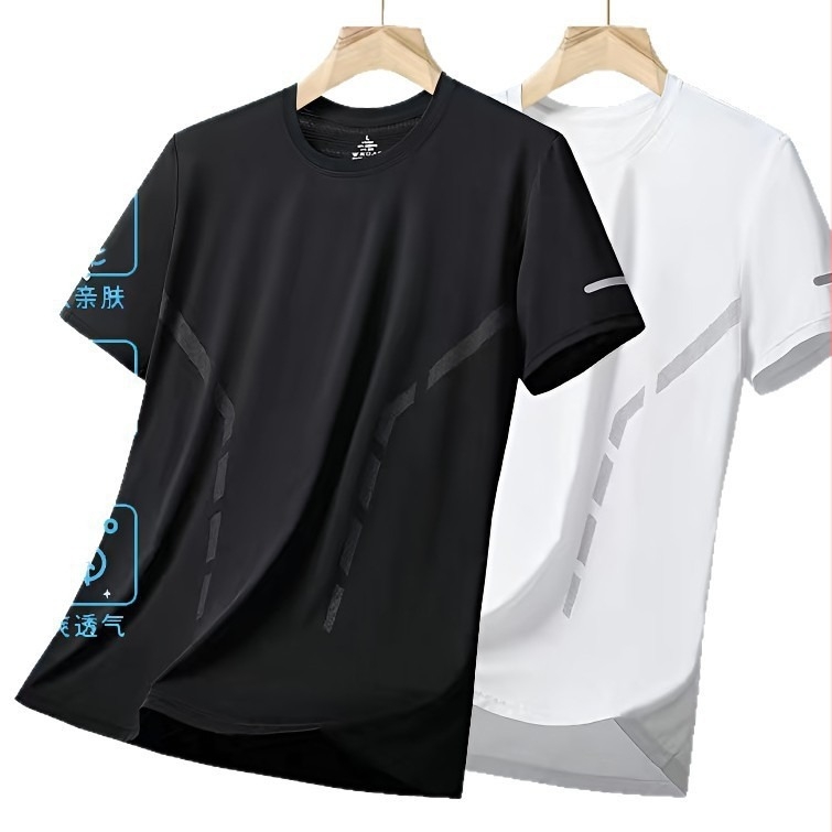 Férfi lazán szabott modal rövid ujjú felső, plusz méret, vékony anyag, Ice Silk gyorsan száradó, mindennapi top