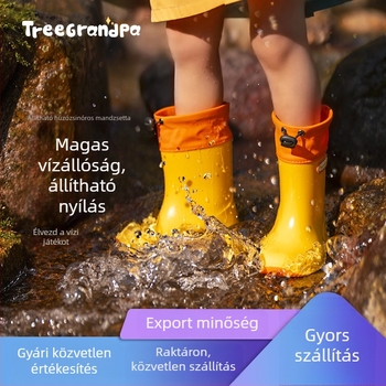 Gyerek esőcsizma, uniszex, könnyű, vízálló, csúszásmentes talp, 1–3 éveseknek, középmagas