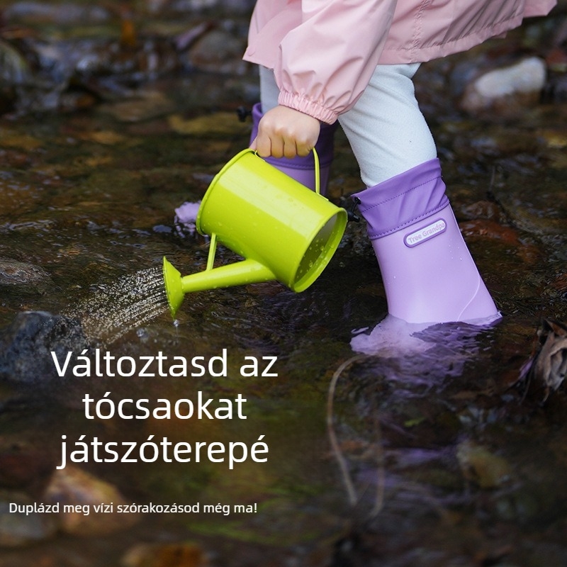 Gyerek esőcsizma, uniszex, könnyű, vízálló, csúszásmentes talp, 1–3 éveseknek, középmagas