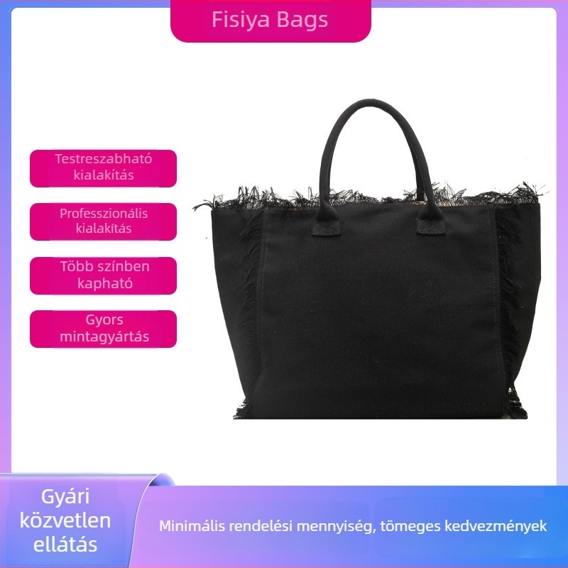 Női tote táska, nagy kapacitás, vászonból, utcai divat, mindennapi használatra, nyitott felső rész