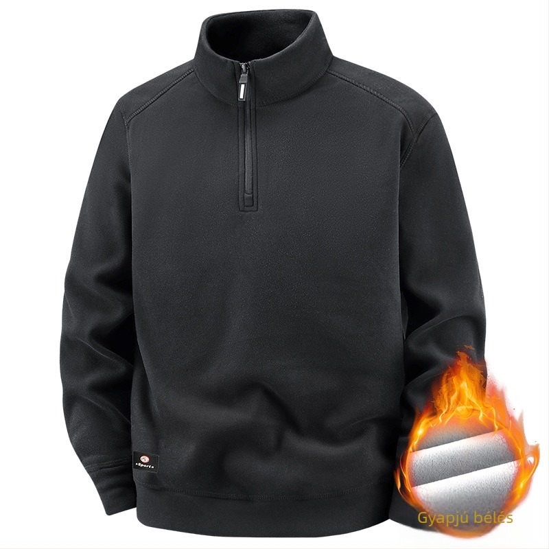 Férfi téli magas galléros polo pulóver, amerikai stílusú, nehéz Derong termikus fleece, vastag meleg mindennapi felső