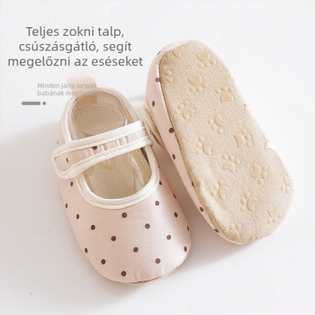 Baba első lépés cipő Velcroval, puha talpú, csúszásmentes beltéri cipő és zokni cukorka színekben