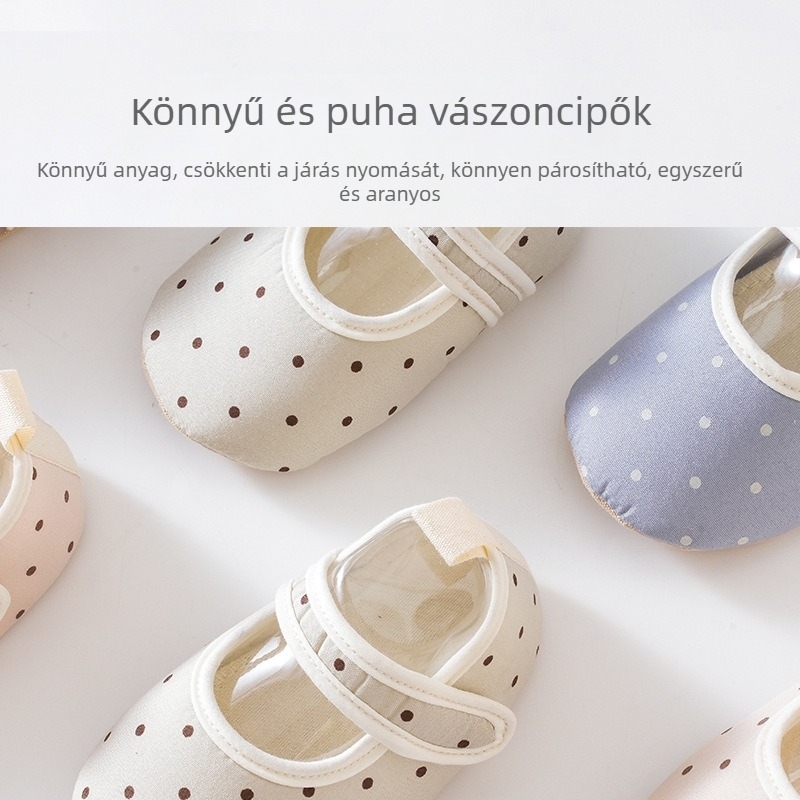 Baba első lépés cipő Velcroval, puha talpú, csúszásmentes beltéri cipő és zokni cukorka színekben