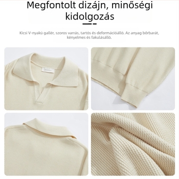 Apocrita's férfi kötött pulóver galléros, laza szabás, hosszú ujjú, őszi rétegzéshez