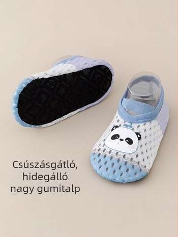 Baba belső térben használható cipő, csúszásmentes puha talppal, hálós felső, színblokkokkal, tavasz–nyár, unisex