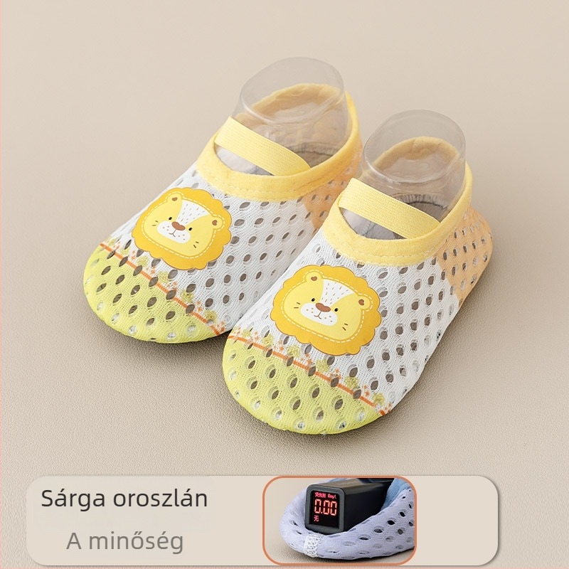Baba belső térben használható cipő, csúszásmentes puha talppal, hálós felső, színblokkokkal, tavasz–nyár, unisex