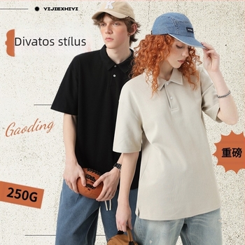 Japán stílusú trend polo rövid ujjú, laza szabású, egyszínű, férfi nyári polo, testreszabható
