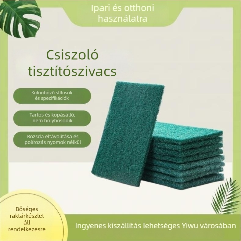 Sötétzöld csiszoló szivacs homokkal edények tisztítására, rozsda eltávolítására és polírozásra