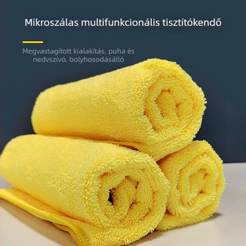 Sárga mikroszálas konyhai tisztító kendő, nedvszívó, többfunkciós törölköző felületek, üveg, padló és autó tisztításához