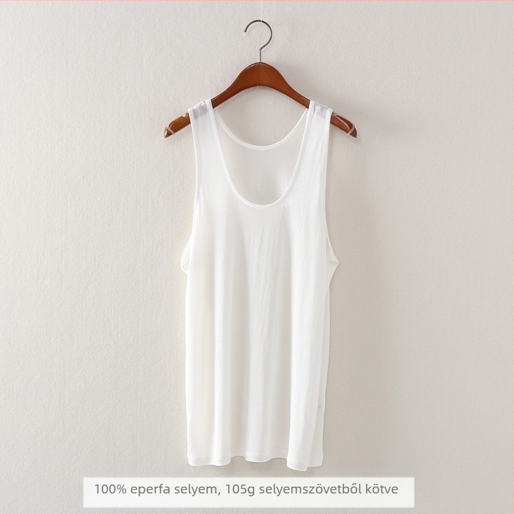 100% Mulberry selyem – férfiaknak laza kötött mellény, vékony, légáteresztő, otthoni viselethez