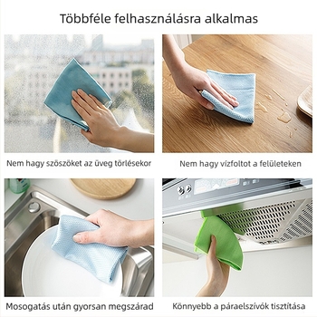 Bambuszrostból készült tisztítókendő konyhához, üveg- és csempefelületekhez, rendkívül nedvszívó, 3 darabos csomag.