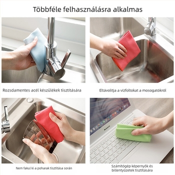 Bambuszrostból készült tisztítókendő konyhához, üveg- és csempefelületekhez, rendkívül nedvszívó, 3 darabos csomag.