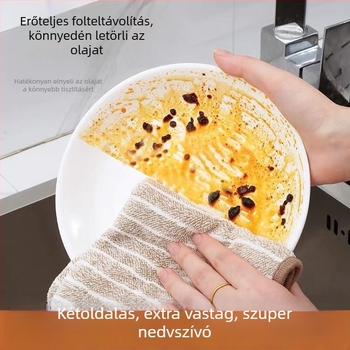Bambuszszén rostból készült konyhai kendő, nedvszívó, zsíroldó, nem tapad, szöszmentes, vastag
