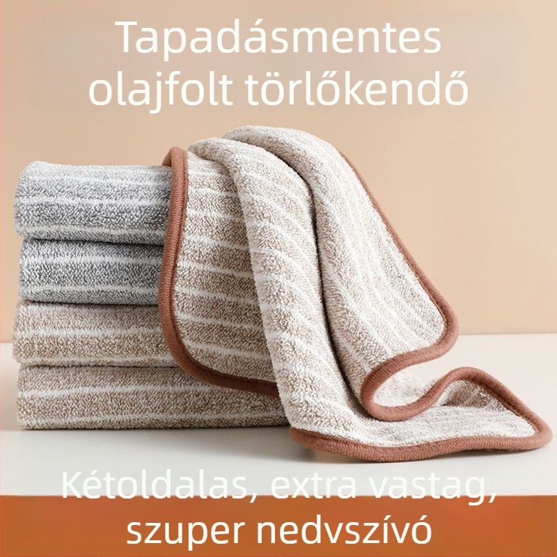 Bambuszszén rostból készült konyhai kendő, nedvszívó, zsíroldó, nem tapad, szöszmentes, vastag