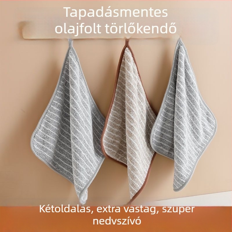 Bambuszszén rostból készült konyhai kendő, nedvszívó, zsíroldó, nem tapad, szöszmentes, vastag
