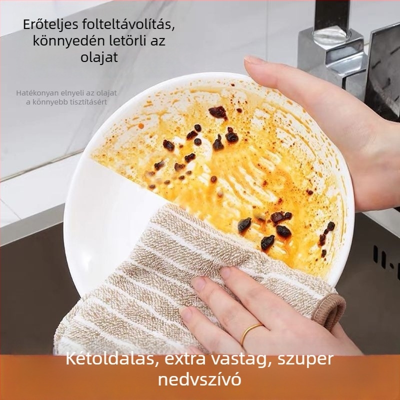 Bambuszszén rostból készült konyhai kendő, nedvszívó, zsíroldó, nem tapad, szöszmentes, vastag