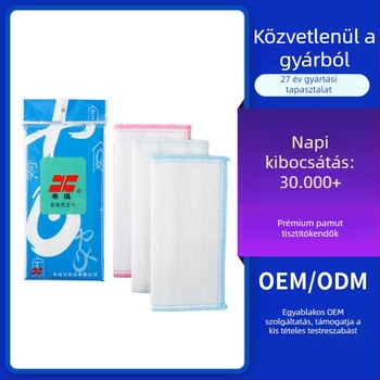 8 rétegű pamutfonalból készült mosogatókendő, 3 darabos készlet, kockás mintázat, fa rostok