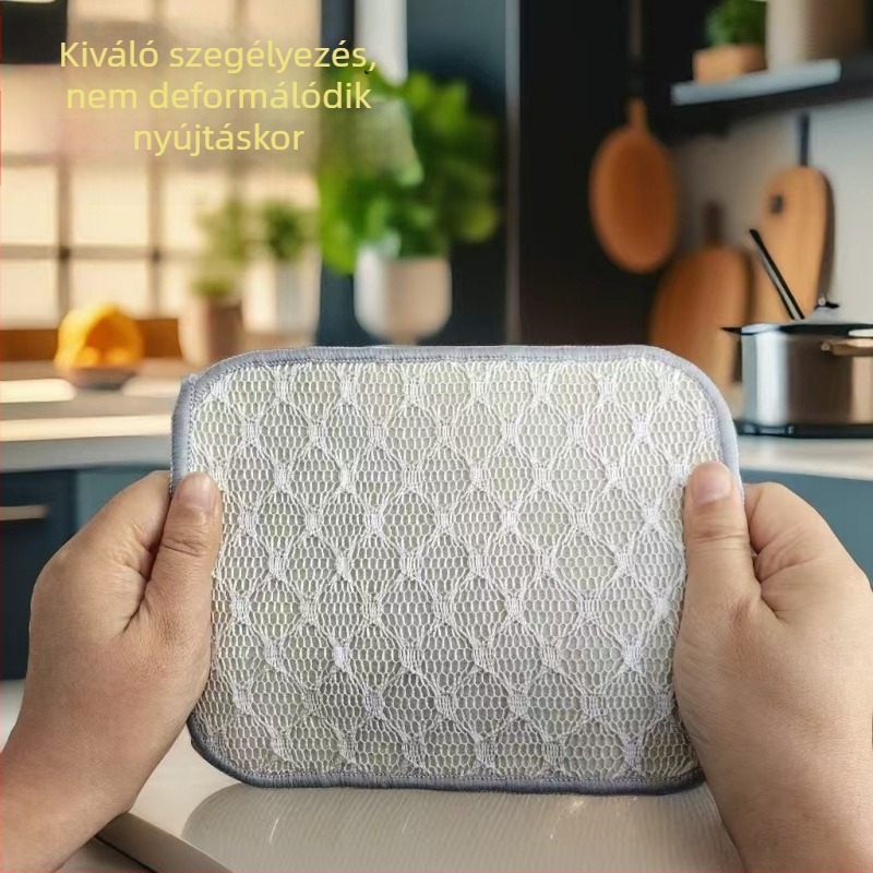 Bambuszrostból készült mosogatókendő, megnagyított és megvastagodott kivitel, nagy nedvszívó képesség, zsírt eltávolító dörzsölő kendő, egyszínű