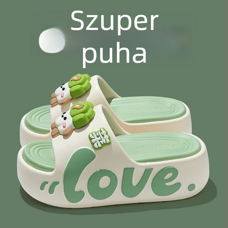 Női vastag talpú EVA papucs, 5 cm-es magasságnövelés, aranyos karikatúra dizájn, csúszásmentes strandpapucs