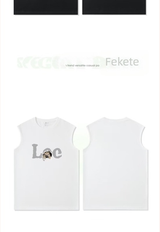 Férfi pamut ujjatlan T-shirt edzésre, laza szabású, nyár, utcai stílus