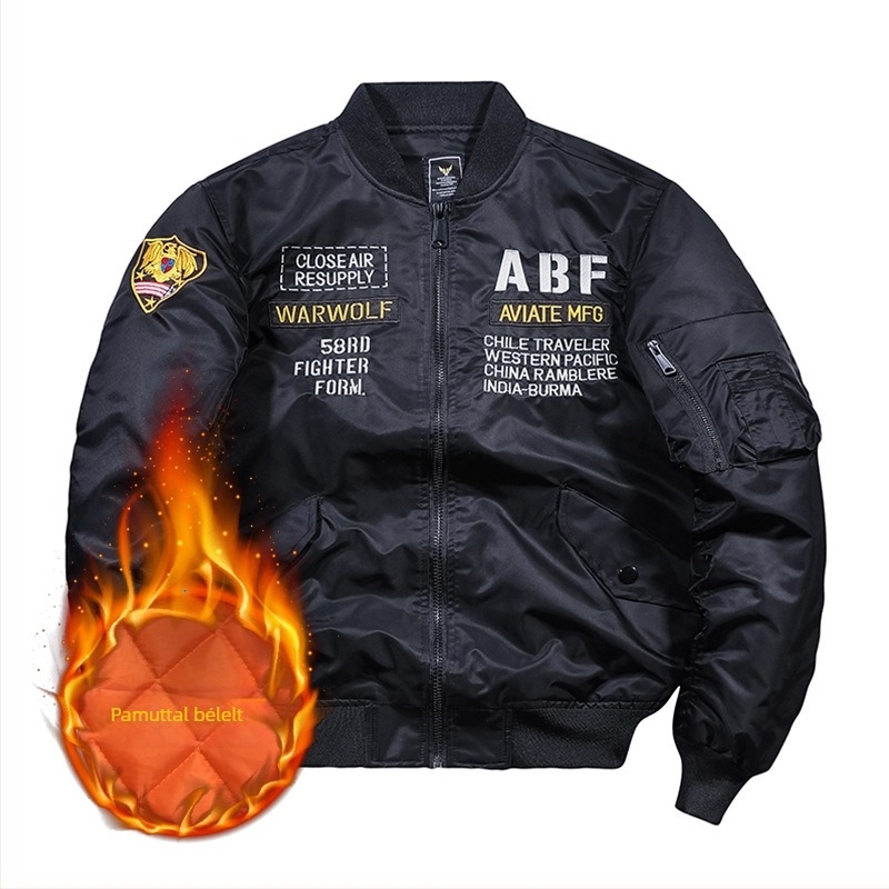 Férfi MA-1 bomber dzseki hímzéssel, vékony, könnyű, tavasz–ősz, plusz méret