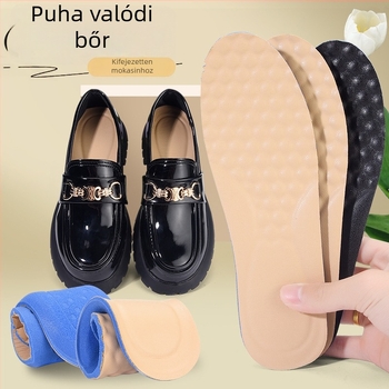 Női loafer talpbetét valódi bőrből, vastag, légáteresztő, szagtalanító, nedvességelvezető, teljes talpbetét