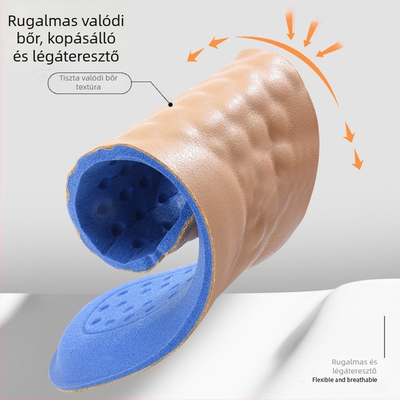 Női loafer talpbetét valódi bőrből, vastag, légáteresztő, szagtalanító, nedvességelvezető, teljes talpbetét