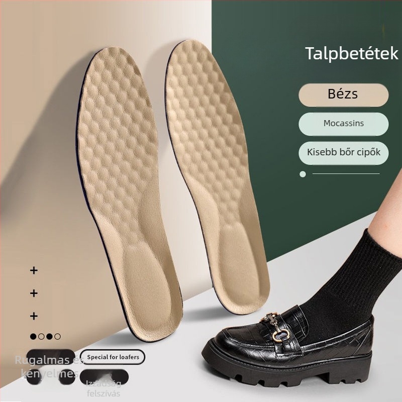 Női loafer talpbetét valódi bőrből, vastag, légáteresztő, szagtalanító, nedvességelvezető, teljes talpbetét