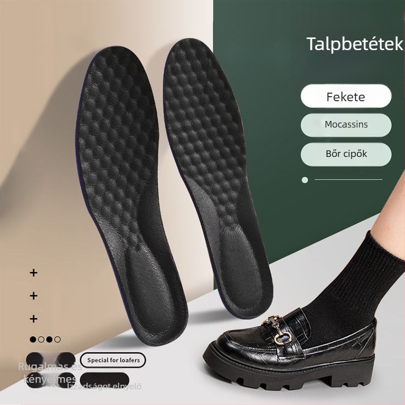 Női loafer talpbetét valódi bőrből, vastag, légáteresztő, szagtalanító, nedvességelvezető, teljes talpbetét