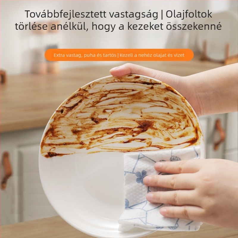 Egyszer használatos konyhai törlőkendő száraz–nedves használatra, függő, kihúzható kivitel, vastagabb, nedvszívó, szálmentes