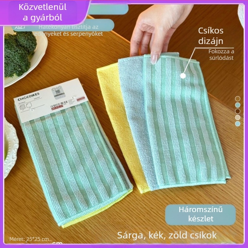 Chocoikes Edények tisztítására szolgáló kendők, 100% pamut, vastagított, nedvszívó, konyhai használatra, kis négyzet alakú kendők, 3 darab