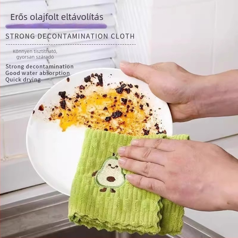 Avokádó mintás konyhai törölköző hímzett, kéztörlő és teás törlő, mikroszálas, rendkívül nedvszívó, szöszmentes