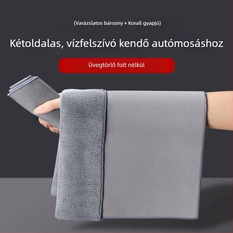 Sima varrás nélküli velúr autótisztító kendő, rendkívül nedvszívó és vastag, belső felületek tisztítására, szöszmentes