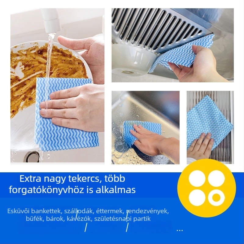 Egyszer használatos nem szövött konyhai törlőkendők, nagy tekercs, 600 darab, sávos mintázat