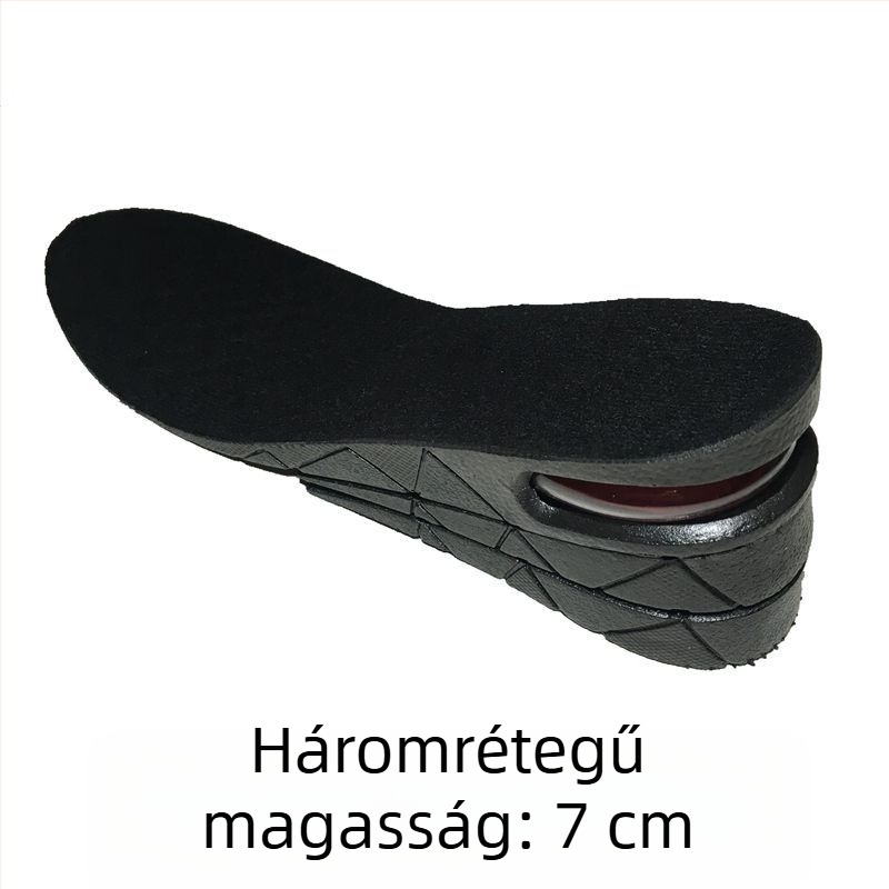 PVC magasságot növelő talpbetét légrugós párnával, 1–4 réteg, 3 cm/5 cm/7 cm/9 cm, uniszex, EU méretek 34–44, mindennapi cipőkhöz