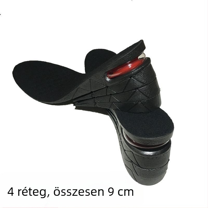 PVC magasságot növelő talpbetét légrugós párnával, 1–4 réteg, 3 cm/5 cm/7 cm/9 cm, uniszex, EU méretek 34–44, mindennapi cipőkhöz