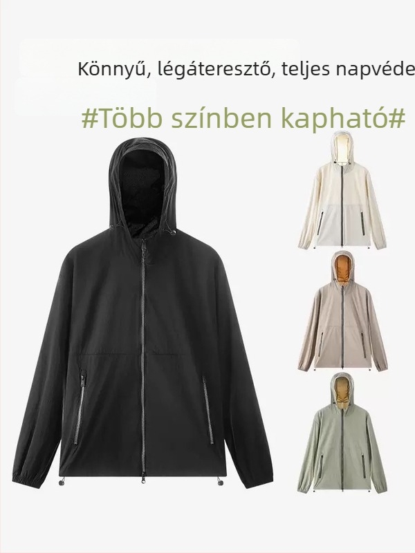 Hegyi ultrakönnyű UV-védett nylon szélkabát férfiaknak, lélegző, kültéri horgászathoz