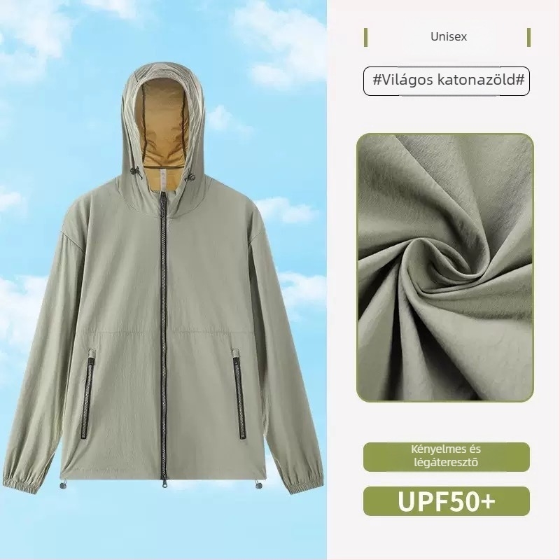 Hegyi ultrakönnyű UV-védett nylon szélkabát férfiaknak, lélegző, kültéri horgászathoz