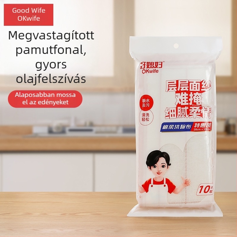 Good Daughter-in-law Nem szövött mosogató kendő, mosható konyhai tisztító kendő zsírtalanításhoz, 10 darabos készlet
