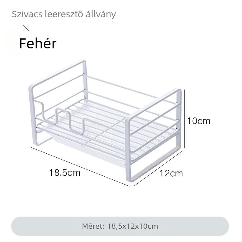 Beépítés nélküli konyhai szivacs-szárító és törlőkendő tároló állvány vasdrótból