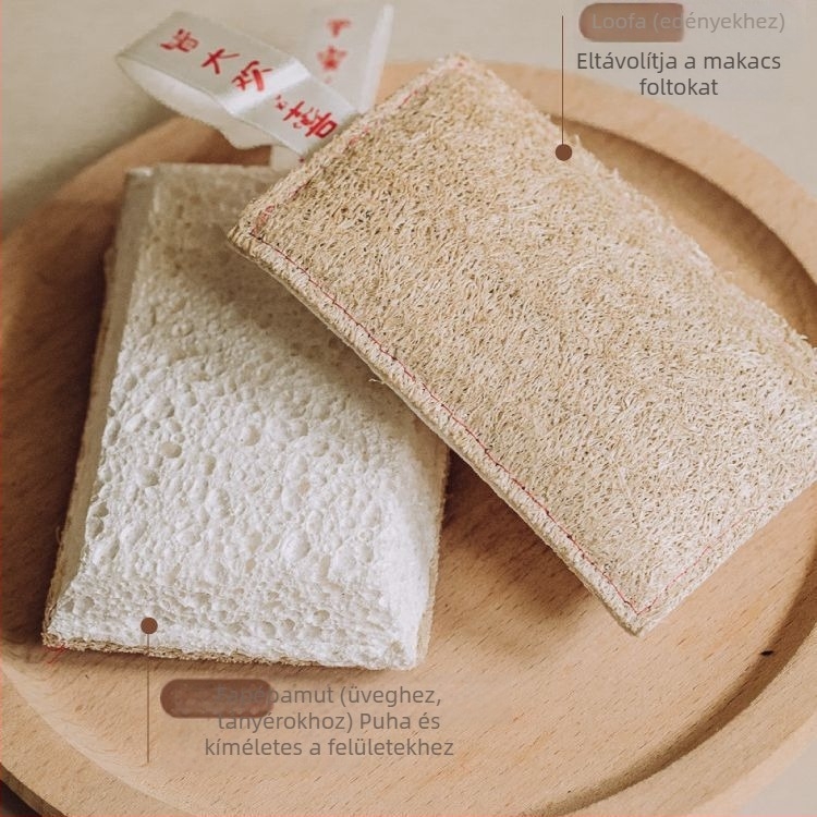 Kétszintes mosogatószivacs loofahból, kétoldalas tisztító edényekhez