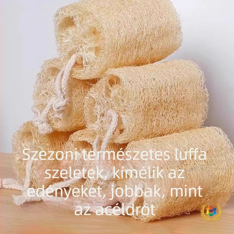 Loofah edényekhez való kendő, természetes súroló, dinnyefonal rostokból készült kendő edényekhez, tartós konyhai súroló, pohár tisztító