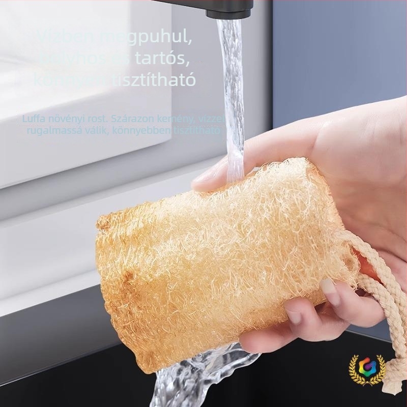 Loofah edényekhez való kendő, természetes súroló, dinnyefonal rostokból készült kendő edényekhez, tartós konyhai súroló, pohár tisztító