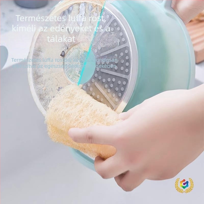 Loofah edényekhez való kendő, természetes súroló, dinnyefonal rostokból készült kendő edényekhez, tartós konyhai súroló, pohár tisztító