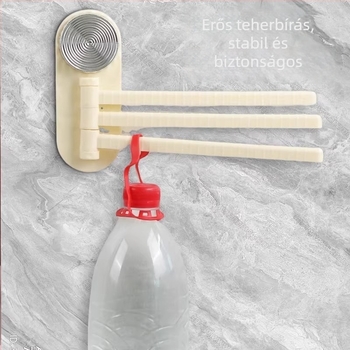 Fali konyhai törölköző- és kendőtartó vákuumos csészékkel, forgó, többrúdos leeresztő állvány, falra szerelhető