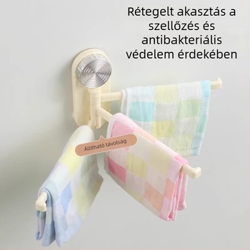 Fali konyhai törölköző- és kendőtartó vákuumos csészékkel, forgó, többrúdos leeresztő állvány, falra szerelhető
