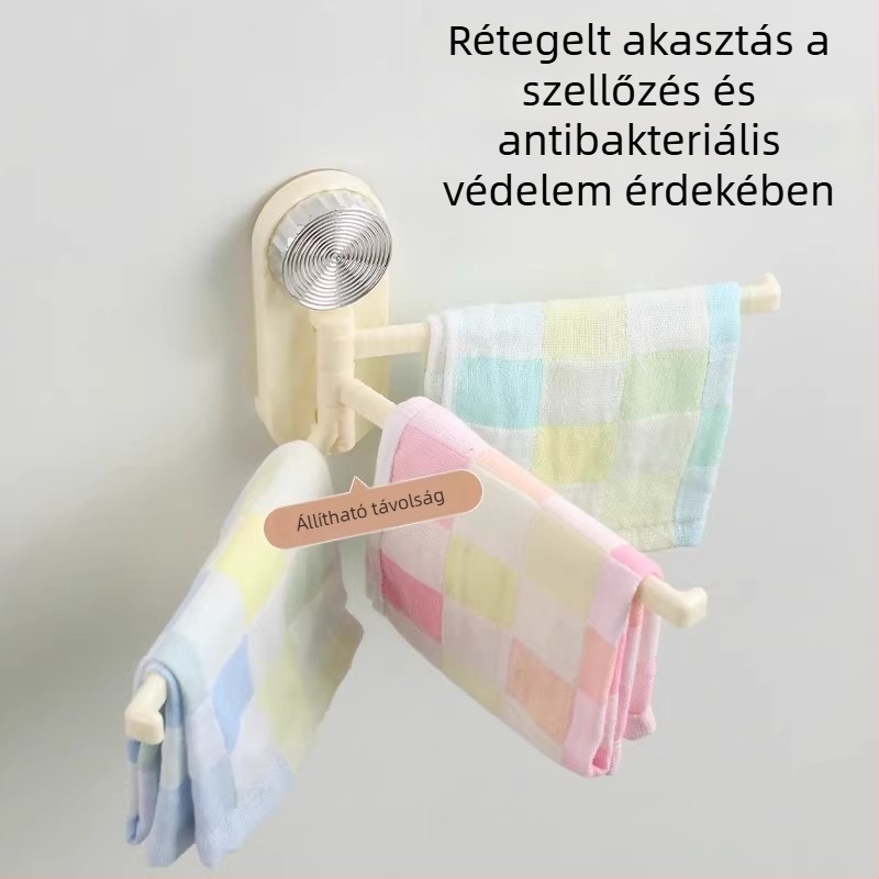 Fali konyhai törölköző- és kendőtartó vákuumos csészékkel, forgó, többrúdos leeresztő állvány, falra szerelhető